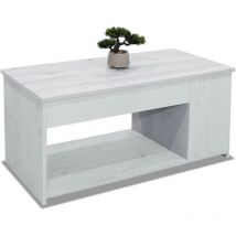 Mesa centro elevable acabado blanco polar, 46cm(alto) 102cm(ancho) 55cm(largo)