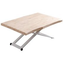 Adec - Mesa Centro Elevable Zoe Tapa Con Forma Acabado Roble Nordish/blanco, 120cm (largo) 80cm (ancho) 49/79cm (alto).