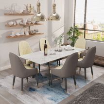 Unho - Mesa Comedor Mármol de Cocina Extensible Mesa Rectangular con Patas de Metal Nortica, Jade Blanco