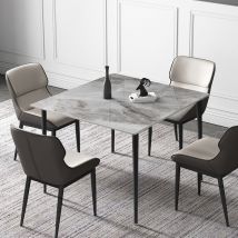 Mesa Comedor Mármol de Cocina Mesa Cuadrada con Patas de Metal Nortica 80 x 80 x76 cm, Gris Italia - Unho