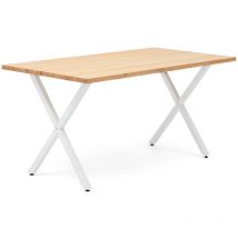 Mesa Comedor Pata x eco 180x80x75cm Blanca en madera maciza de pino acabado natural estilo nórdico industrial Box Furniture