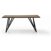 Mkric - Mesa comedor rectangular daniel en acabado bocamina/negro, 76cm(alto) 180cm(ancho) 90cm(largo)