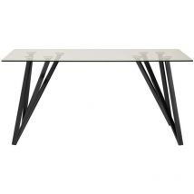Mkric - Mesa comedor rectangular Nala tapa cristal en acabado negro 76 cm(alto)160 cm(ancho)90 cm(largo)