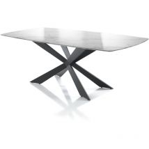 Oresteluchetta - Mesa con tapa efecto madera de mármol Calcatta cm Al.76 x P.100 x L.200