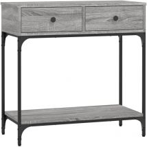 Mesa consola de entrada funcional y elegante con cajones 75 x 34,5 x 75 cm madera contrachapada gris y metal DEC032242