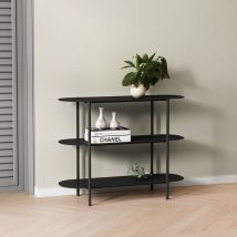 Mesa consola Enebakk con 2 estantes acero 70 x 90 x 32 cm - Negro mate [en.casa]