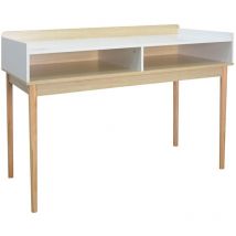 Mesa Consola Twin, Madera, Recibidor, Salón, Comedor, Dormitorio, Habitación, 2 Organizadores, Diseño Minimalista, Dimensiones 110x50x83.5cm (largo x