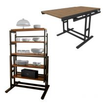 Blumie - Mesa comedor modular - 120x78x77,5 cm - convertible en Estanteria - Estilo Industrial -