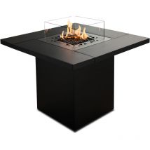 Planika - Table carrée - Cheminée à gaz d'extérieur et table de jardin en un seul appareil - Compartiment intérieur pour la bouteille de gaz