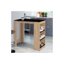Idmarket - Mesa de bar barth para 2 a 4 personas, imitación madera de haya, tablero negro