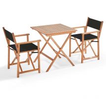 Oviala - Mesa de bistro plegable + 2 sillas de eucalipto