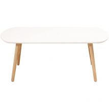 Dyhf - Skecten Mesa de Café, Mesa Auxiliar de Oficina para Sala de Estar, Mesa de Centro Patas de Haya, Minimalistas, Resistentes, Blanco