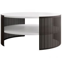 Mesa de centro Oswego 120, Negro + Blanco, 40cm, Diámetro: 75, Aglomerado laminado, Redonda - Negro + Blanco