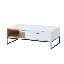 Loungitude - Mesa de centro Baltesi 103, Blanco + Roble Artisan, 42x65x120cm, Diámetro: 0, Aglomerado laminado, Angular