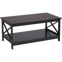 Beliani - Mesa de centro negra 100 x 55 cm 2 niveles estantes de almacenamiento minimalista escandinava Foster
