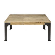 Ds Muebles - Mesa de centro Bristol 80x80x46cm en madera maciza de pino acabado vintage estilo industrial.