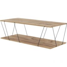 Mesa baja 2 niveles decorada en madera de pino y negro L120 cm - labranda