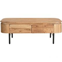 Miliboo - Mesa de centro con almacenaje de madera maciza y metal negro con 4 cajones 115 cm napoli