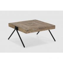 Mesa de centro cuadrada modelo Aaron acabado madera de mango natural, 40cm(alto) 80cm(ancho) 80cm(fondo).