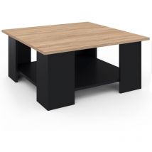 Idmarket - Mesa de centro cuadrada negra eli con tapa de madera