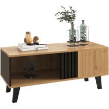Neche - Mesa de centro de madera y color negro, moderna mesa de salón, almacenamiento versátil, diseño único, 100L x 60W x 45H cm