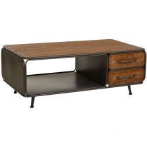 Mesa de centro de madera y metal negra 120x64x46