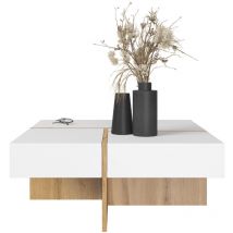 Bim Furniture - Mesa de centro draw 85x85 cm blanco mate / roble wotan