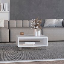 Mesa de Centro Eclipse en melamina con estantes inferior y 4 patas , blanco , 26.9 cm x 60 cm x 60 cm