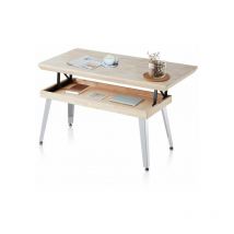 Mesa de centro elevable Berg Roble salvaje - Blanco 60cm (ancho) x 64cm (alto)