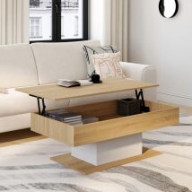 Idmarket - Mesa de centro elevable eden de madera y blanco