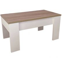Fanmuebles - Mesa de centro elevable gala tablero de partículas melaminizado 90x50x46 cm blanco-cambria - blanco-cambria