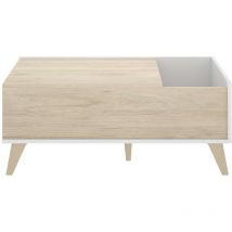 DKT - Mesa de centro elevable Cazalilla en natural/blanco, 41 cm(alto)99 cm(ancho)60 cm(largo)