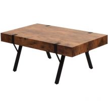 HHG - Mesa de centro 740, mesa de salón mesa auxiliar mesa de sofá, metal 43x110x60cm, roble silvestre oscuro