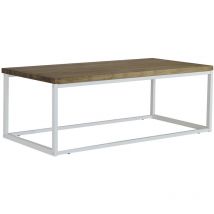Mesa de Centro Icub u 80x60x43cm Blanco en madera maciza de pino acabado vintage estilo industrial Box Furniture