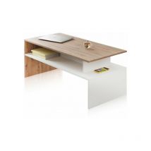 Mesa de centro Iris Blanco Artik (Blanco Mate) - Roble Nodi 50cm (ancho) x 43cm (alto)