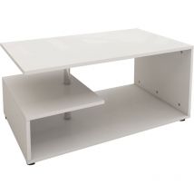 ML-Design Mesa de Centro Moderna Blanca con Barra Decorativa de Metal 91x41x52,6 cm Mesita de Madera Auxiliar de Comedor con Espacio de