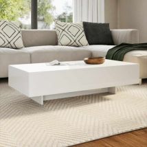 Mesa de centro Mesita de salón Mesas de café Mesas auxiliar rectangular de fibra de vidrio blanco brillante TRE67659 Bonnevie