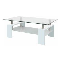 Jshome - Mesa de centro Missouri Blanco 110cm (ancho) x 45cm (alto)