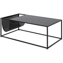 Arredamento1 - Mesa de centro Norsica Sevferi 130, Cenizas negro + Negro, 40x60x110cm, Diámetro: 0, mdf, Angular