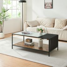 Mesa de centro Pärghos acero 120x60x45 cm - Negro/Efecto roble [en.casa]