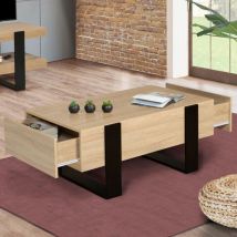 Idmarket - Mesa de centro con cajones phoenix 100 cm madera y negro