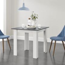 [en.casa] - Mesa de Comedor Algermissen - para 4 personas - aglomerado 80 x 80 x 76 cm Gris oscuro y Blanco