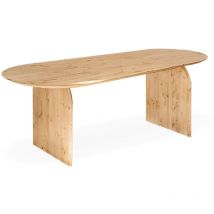 Mesa de comedor ovalada de madera maciza en tono roble medio de 200cm