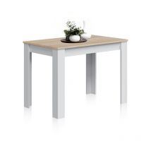 Venditadimobilionline - Mesa de comedor Cloe Blanco Artik (Blanco Mate) - Roble Canadian 109cm (ancho) x 78cm (alto)