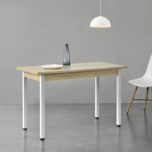 [en.casa] - Mesa de Comedor/ Escritorio Den Haag para 4 Sillas mdf y acero 120 x 60 x 75 cm Efecto roble y Blanco