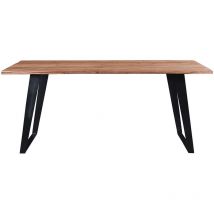 Miliboo - Mesa de comedor en acacia y metal negro L175 kora