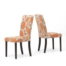 Pack de 2 Sillas Dianna Naranja, patas en madera maciza color wengué