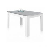Mobimarket - Mesa de comedor extensible Kendra 140 Blanco Artik (Blanco Mate) - Gris Cemento 140–190cm (ancho) x 78cm (alto)