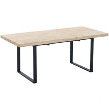 Duehome - Mesa de comedor Loft color roble nordish salvaje y negro estilo industrial salón mueble 160x100x75 cm