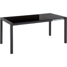 Mesa de comedor extensible negro 120/160 x 80 cm patas de metal mecanismo tradicional brillante lacado cocina Granada